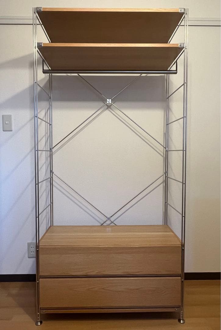 MIJI 無印良品　ステンレスユニットシェルフ・オーク材・ワードローブセット