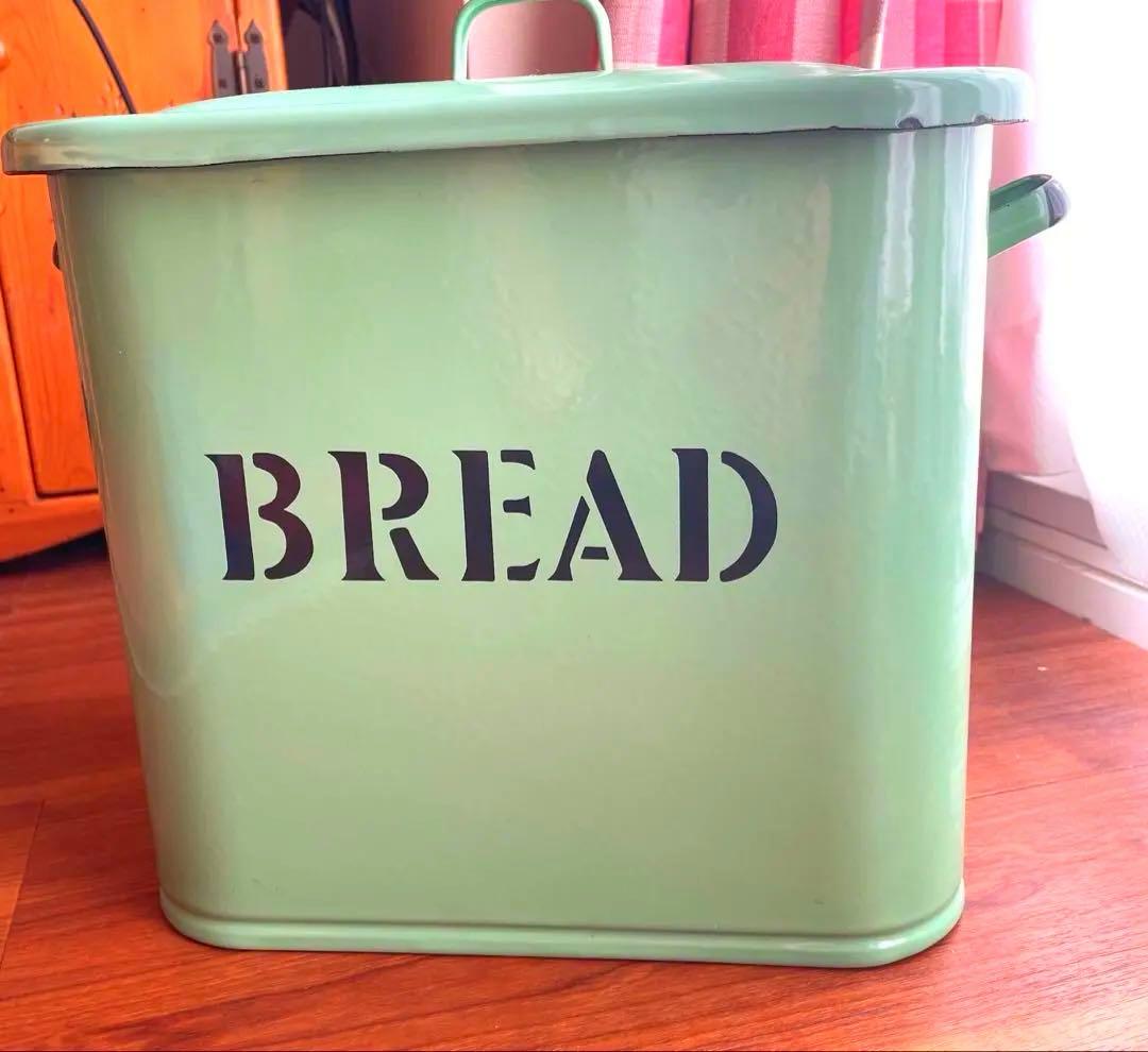 カントリー　ホーロー　ブレッド缶　BREAD　ケース　協和工業　グリーン