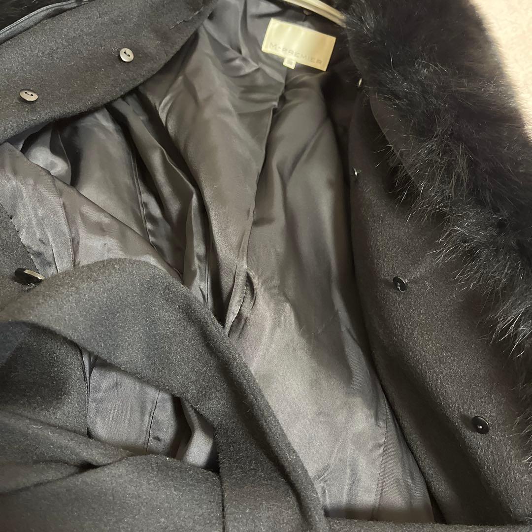 エムプルミエ　カシミヤ100% 日本製　フォックスファー襟付　ロングコート