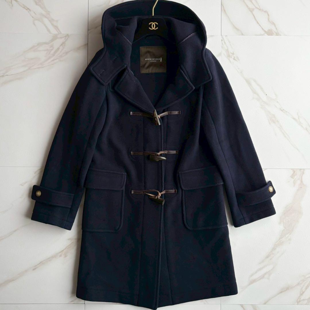 美品◆マッキントッシュロンドン ダッフルコート ロング 紺 トグル 36