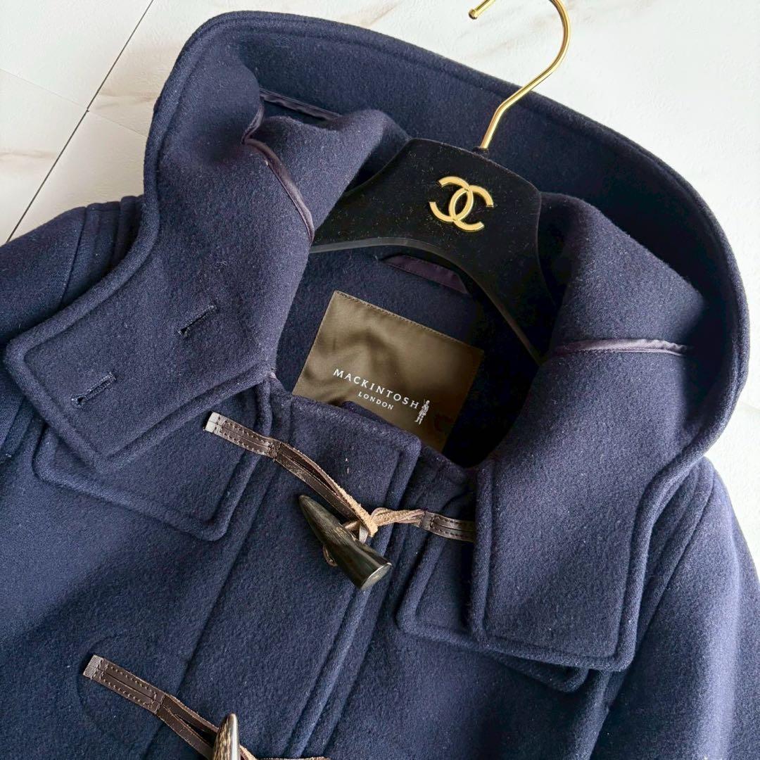美品◆マッキントッシュロンドン ダッフルコート ロング 紺 トグル 36