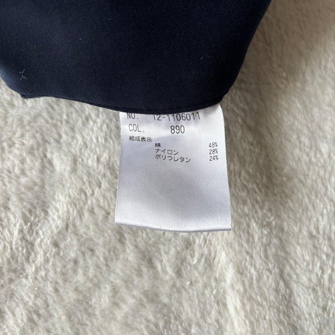 ✨️美品 PLST プラステ ノーカラー パンツスーツ ネイビー M ストレッチ