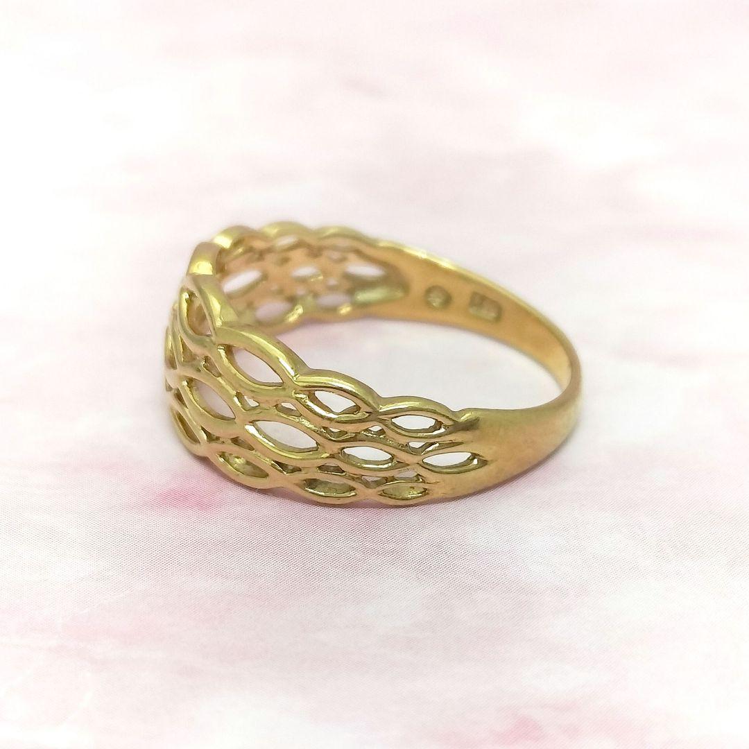 K18 透かしデザイン リング 11号 編み込み レディース指輪