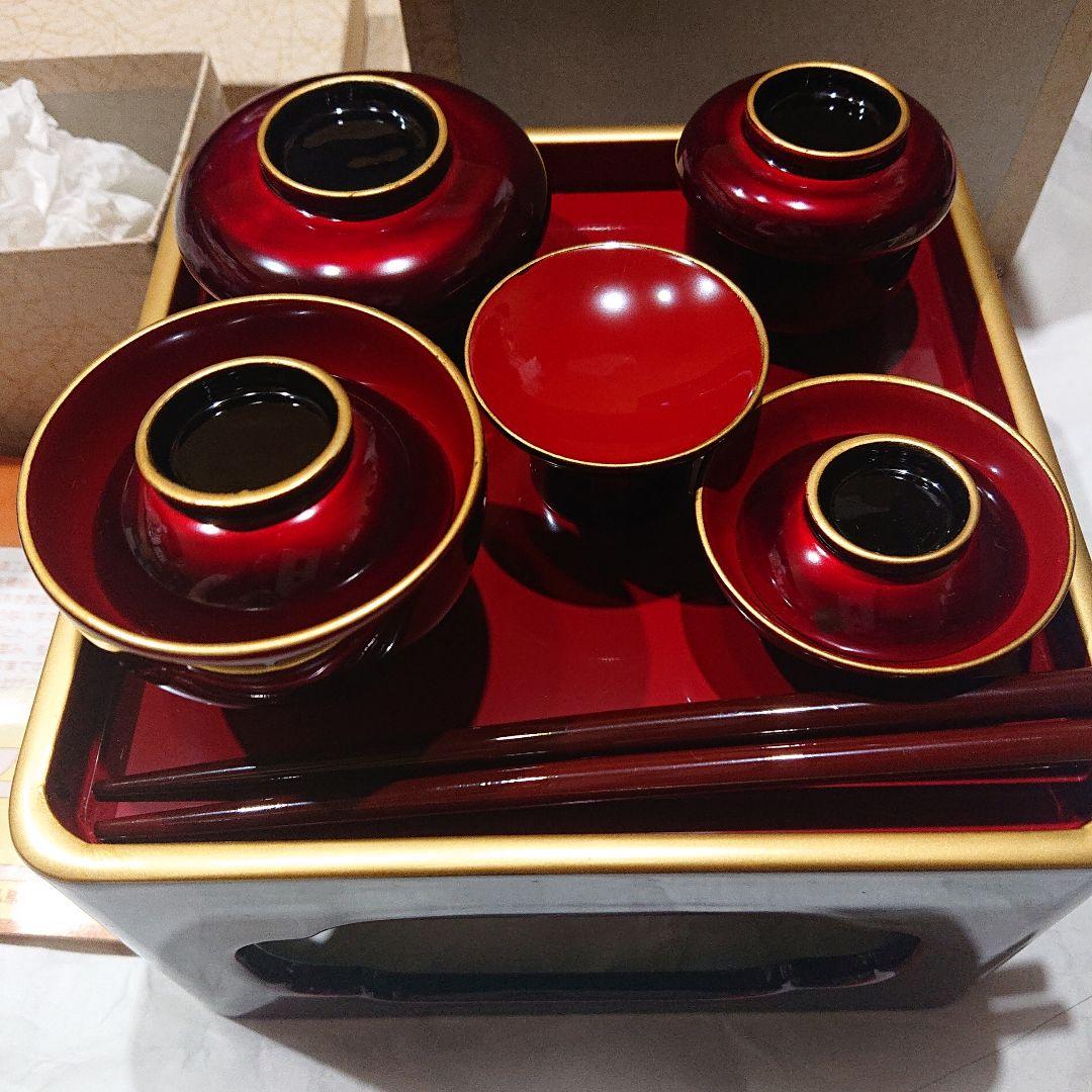 会津ぬり　本金釦付　玉虫　仏膳　堅地椀付　本漆塗　 善セット 五五号