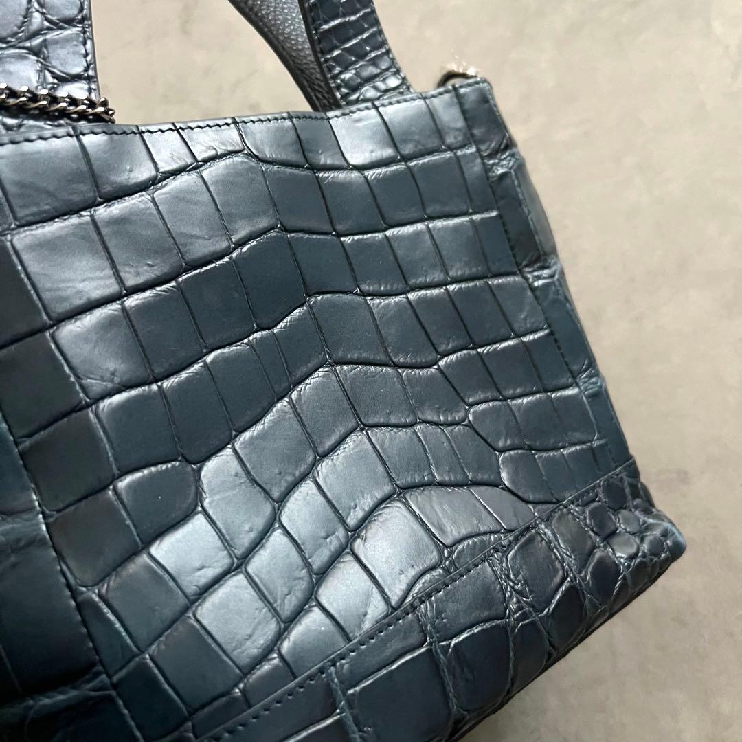 【未使用】 三宝 クロコダイル sampo マット バッグ crocodile
