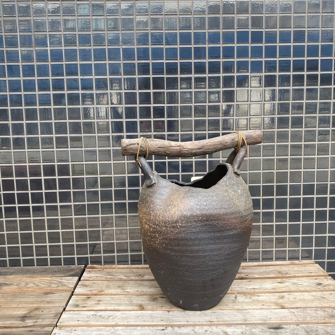 信楽焼 傘立て 工芸品 置物 インテリア 49cm 玄関 美品 レトロ