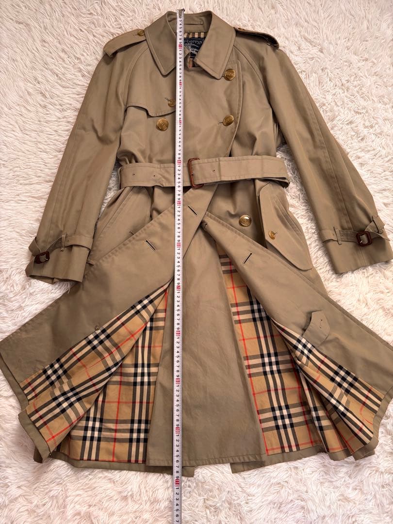 【美品】バーバリー　トレンチコート　メンズ　　ベルト付き　ベージュ　M