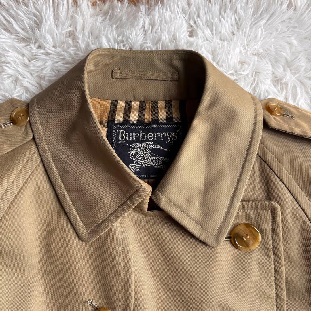【美品】バーバリー　トレンチコート　メンズ　　ベルト付き　ベージュ　M