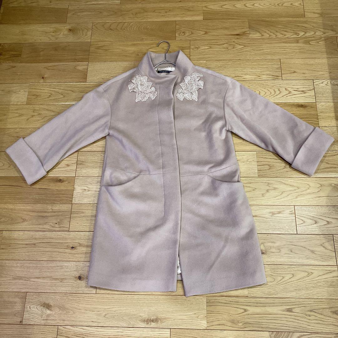 ヴィヴィアンタム ウールコート アンゴラ混 0 ベージュ美品 希少　刺繍