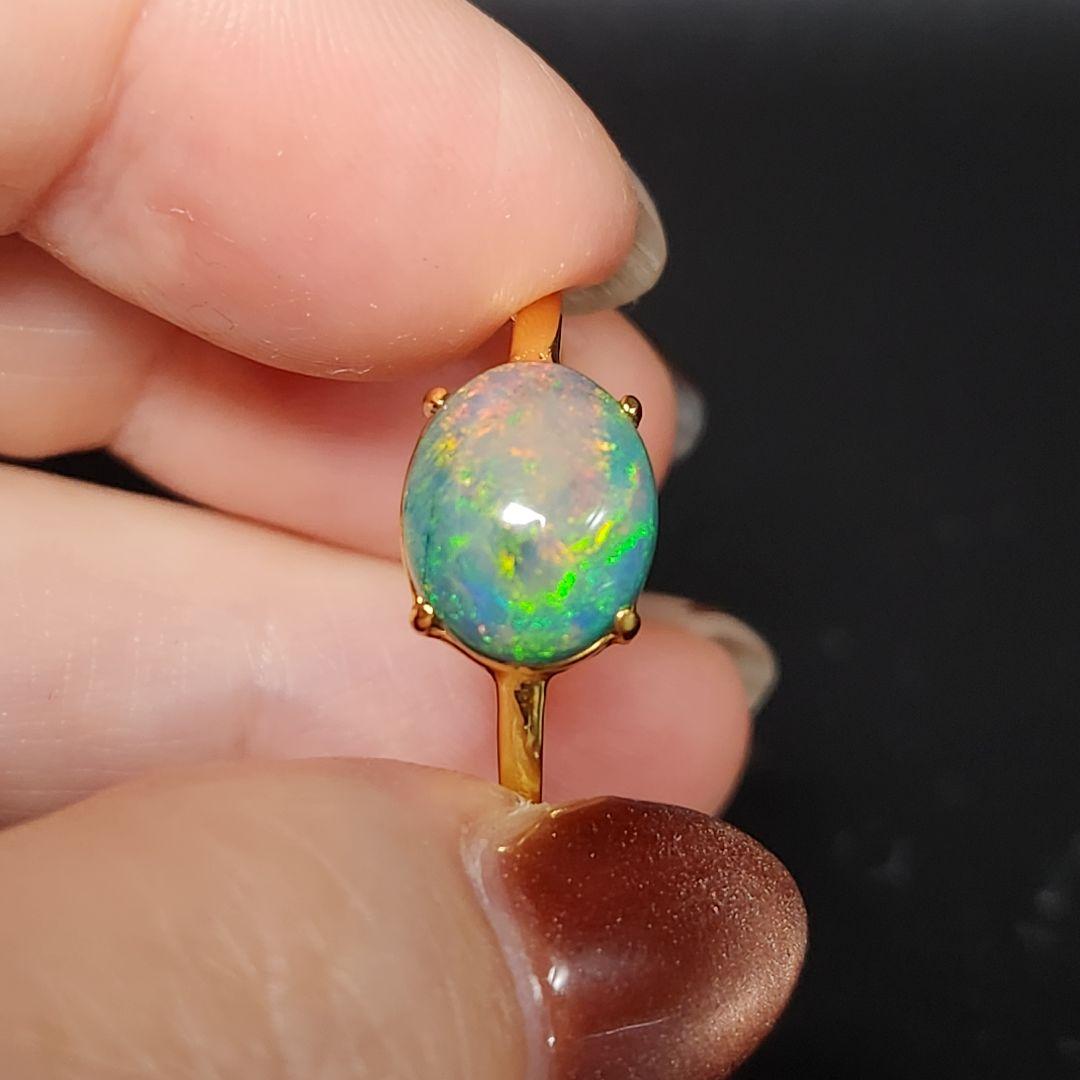 天然【新品】オパール フリーサイズリング silver925 ★ 大きめルース