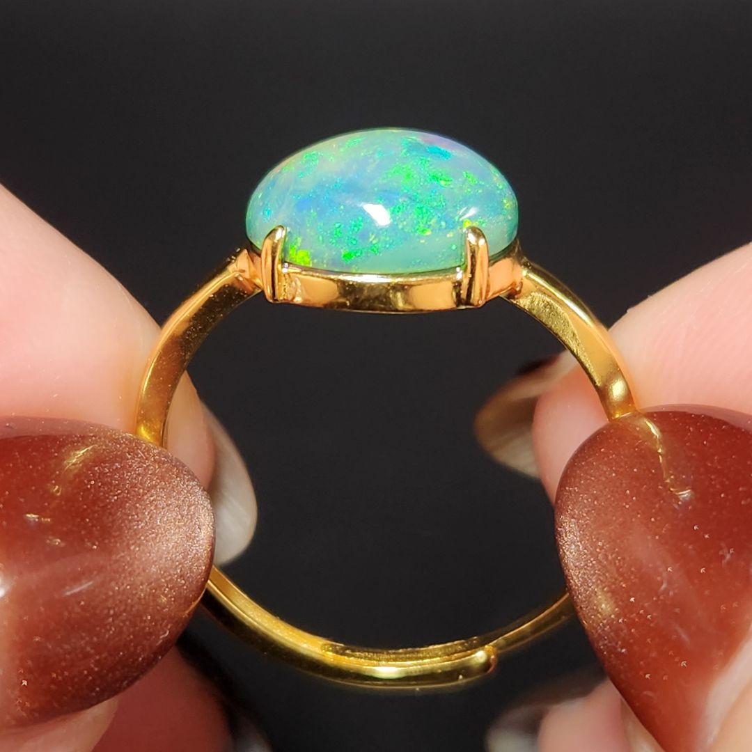 天然【新品】オパール フリーサイズリング silver925 ★ 大きめルース