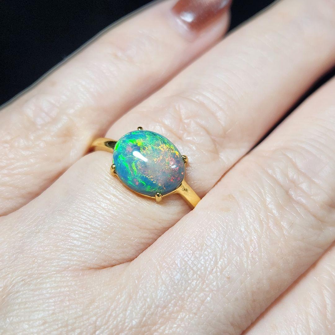 天然【新品】オパール フリーサイズリング silver925 ★ 大きめルース