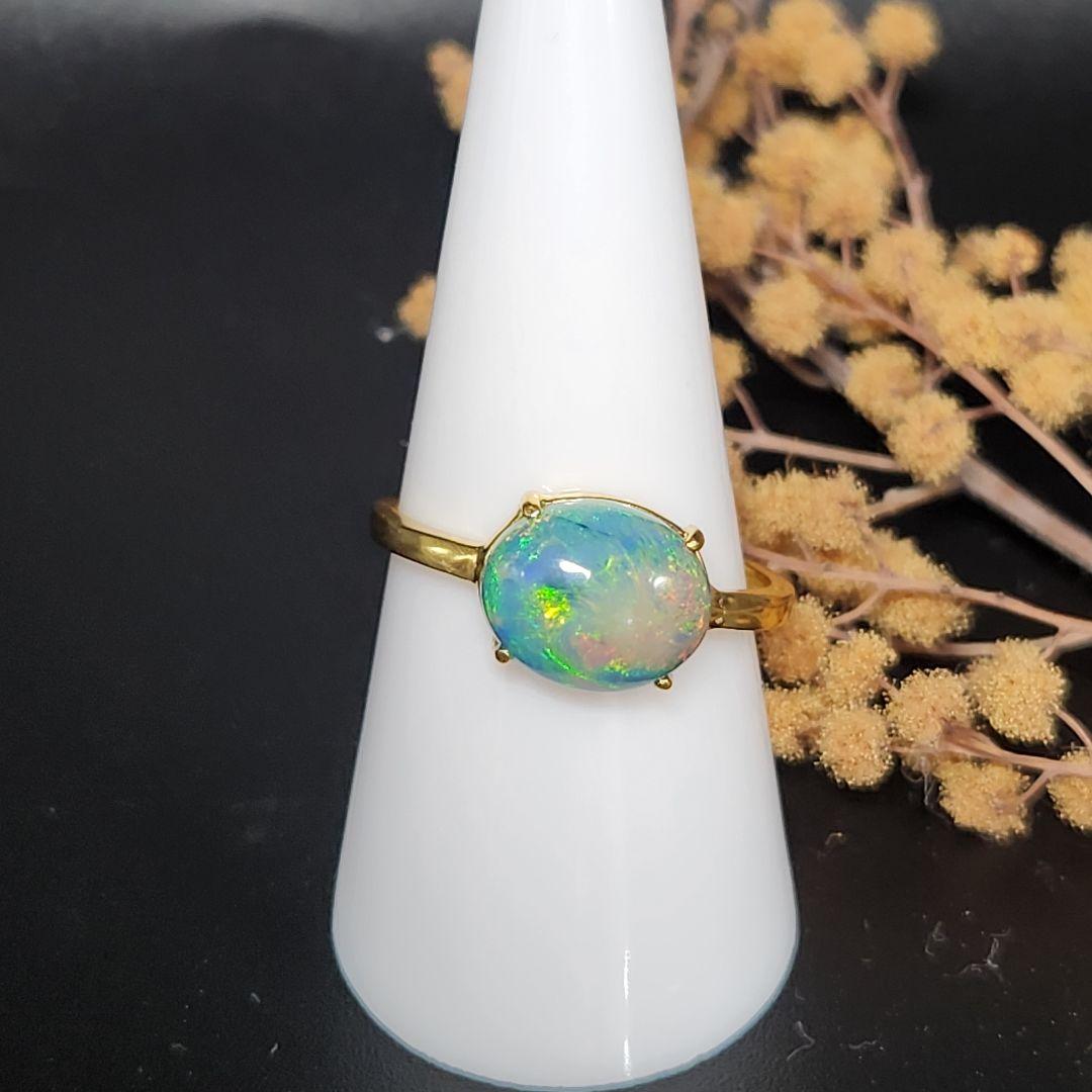 天然【新品】オパール フリーサイズリング silver925 ★ 大きめルース