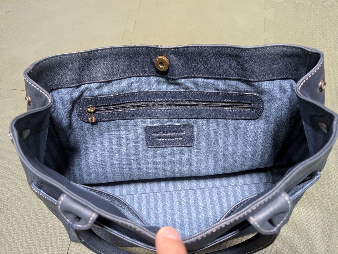【極美品】マザーハウス トートバッグ 本革 ネイビー 間口2way A4収納可