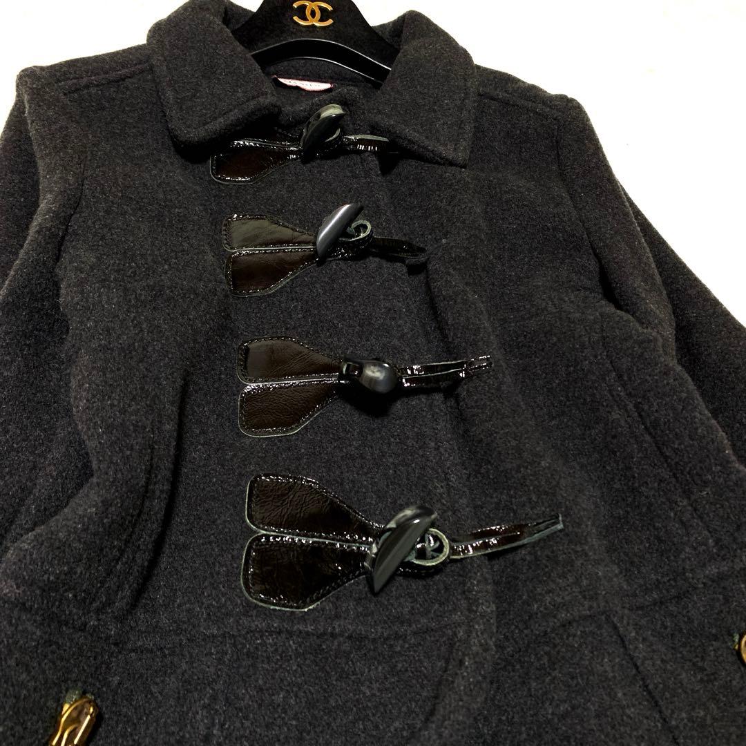 ★極美品　マックスマーラ　2wayダッフルコート　 艶レザー♡ふわウール　S Ｍ