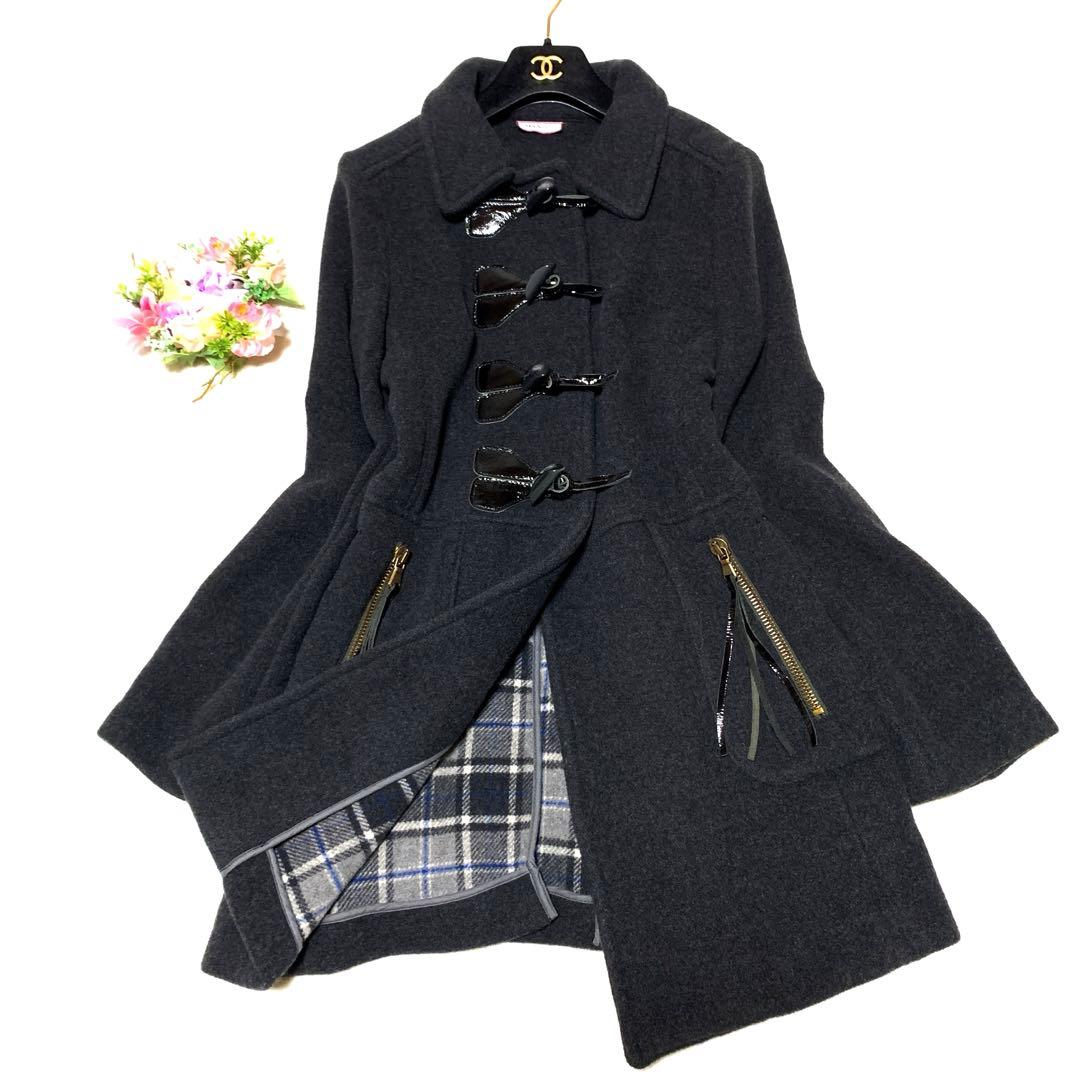 ★極美品　マックスマーラ　2wayダッフルコート　 艶レザー♡ふわウール　S Ｍ