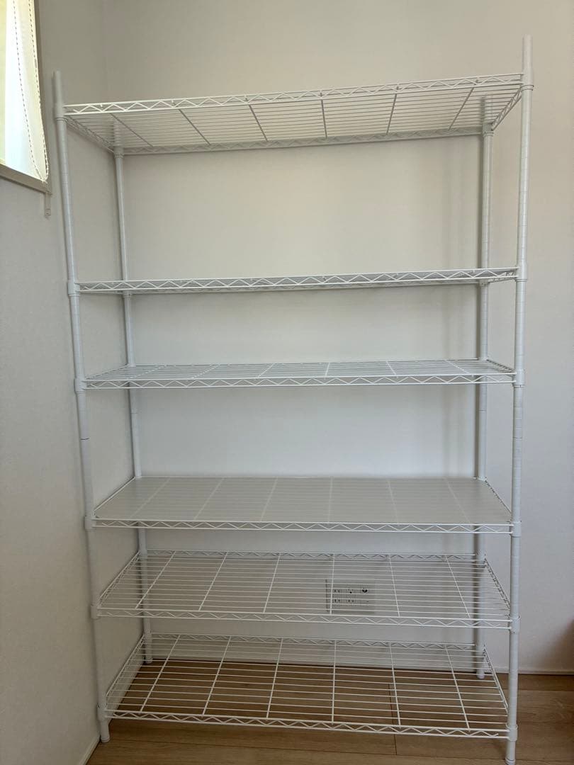 スチールラック 幅115cm 4段 ホワイト＋追加棚1段、PPシート1枚付