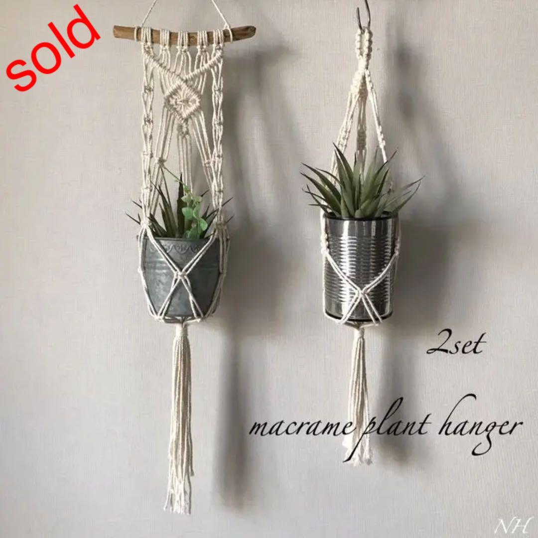 流木 マクラメ プラントハンガー 2点セット No.11