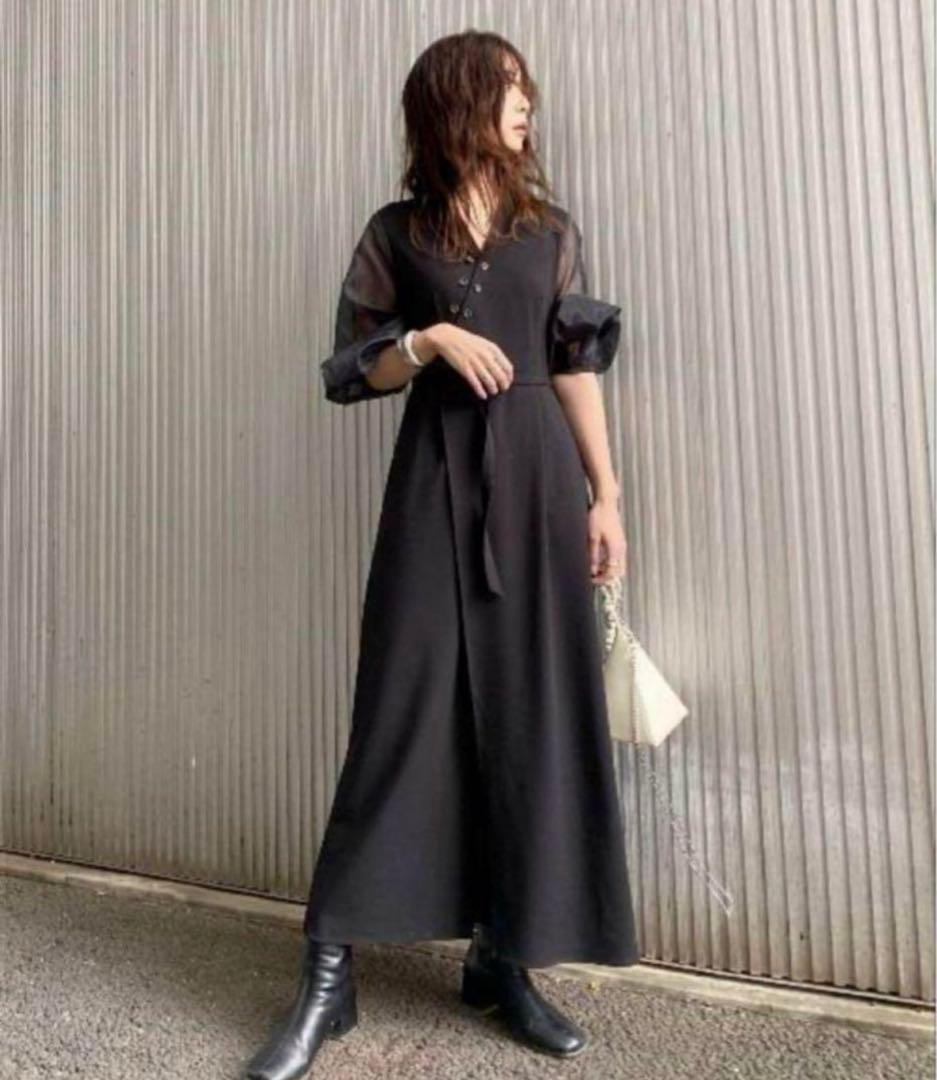 【値下げ】AMERI DOUBLE BUTTON ROMPERS ブラック S