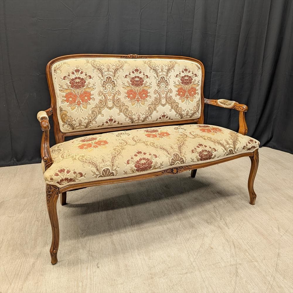 イタリア製　アッティカ　猫脚　ラブソファ　2人掛け　サロンチェア　アームチェア