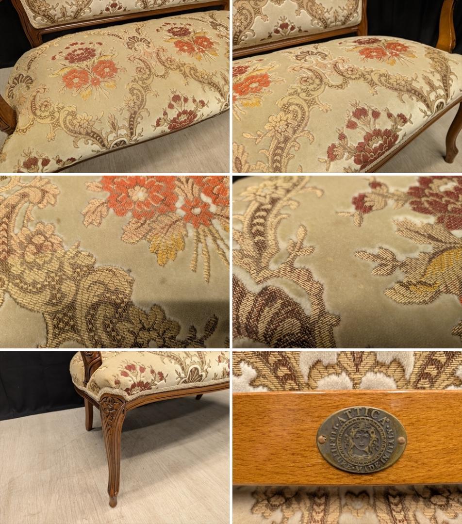 イタリア製　アッティカ　猫脚　ラブソファ　2人掛け　サロンチェア　アームチェア