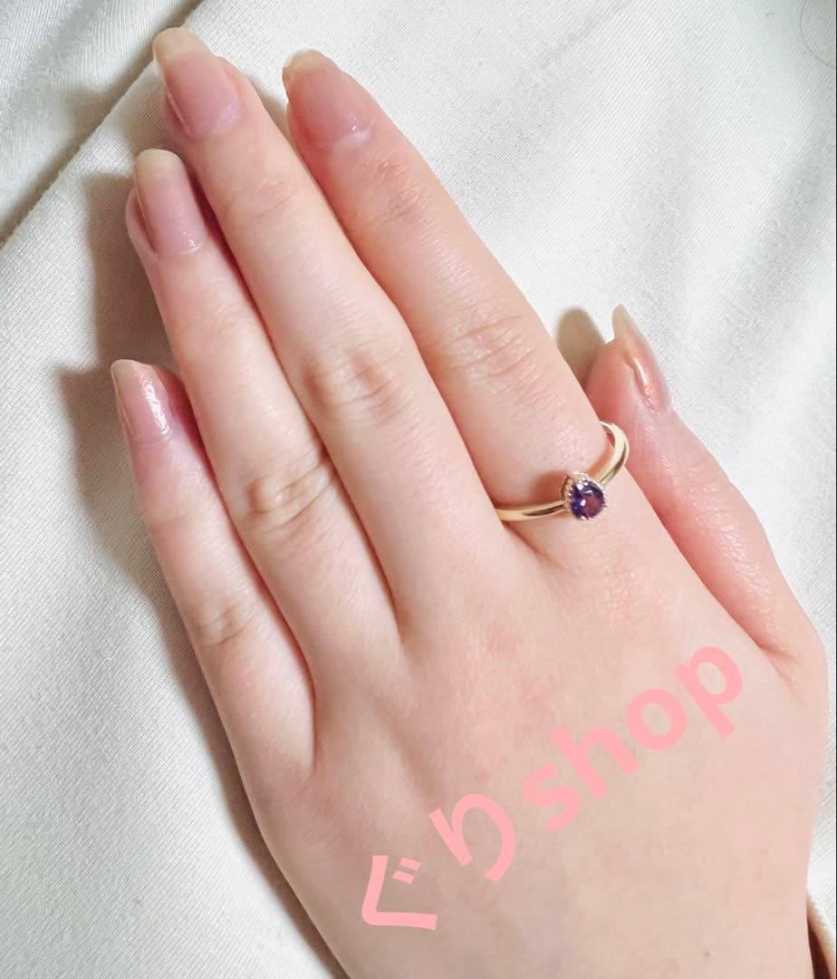 ESTELLE K10 イエローゴールド アメシスト リング　19号