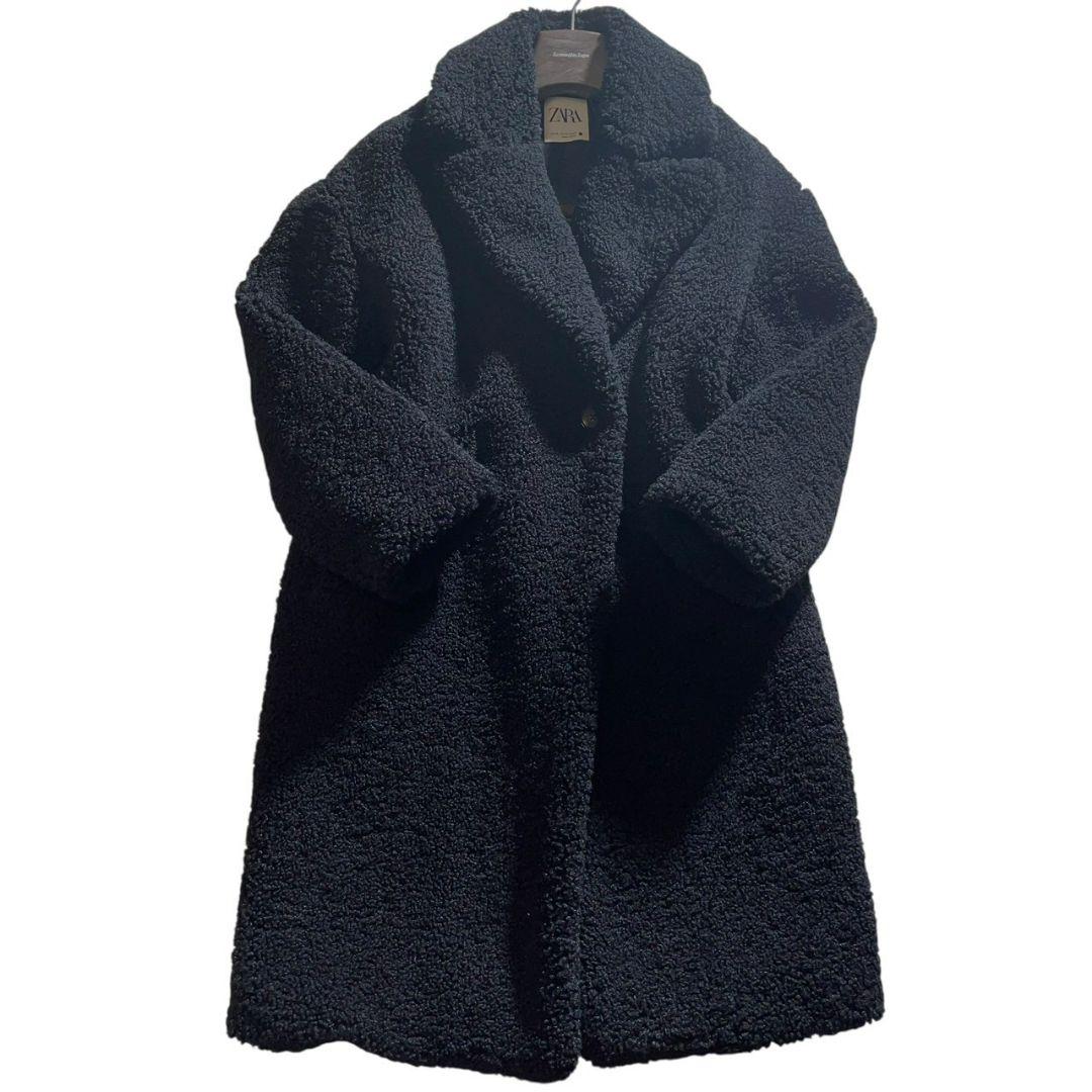 【完売品】ZARA テディベアコート オーバサイズ M〜L相当 ブラック 女優襟