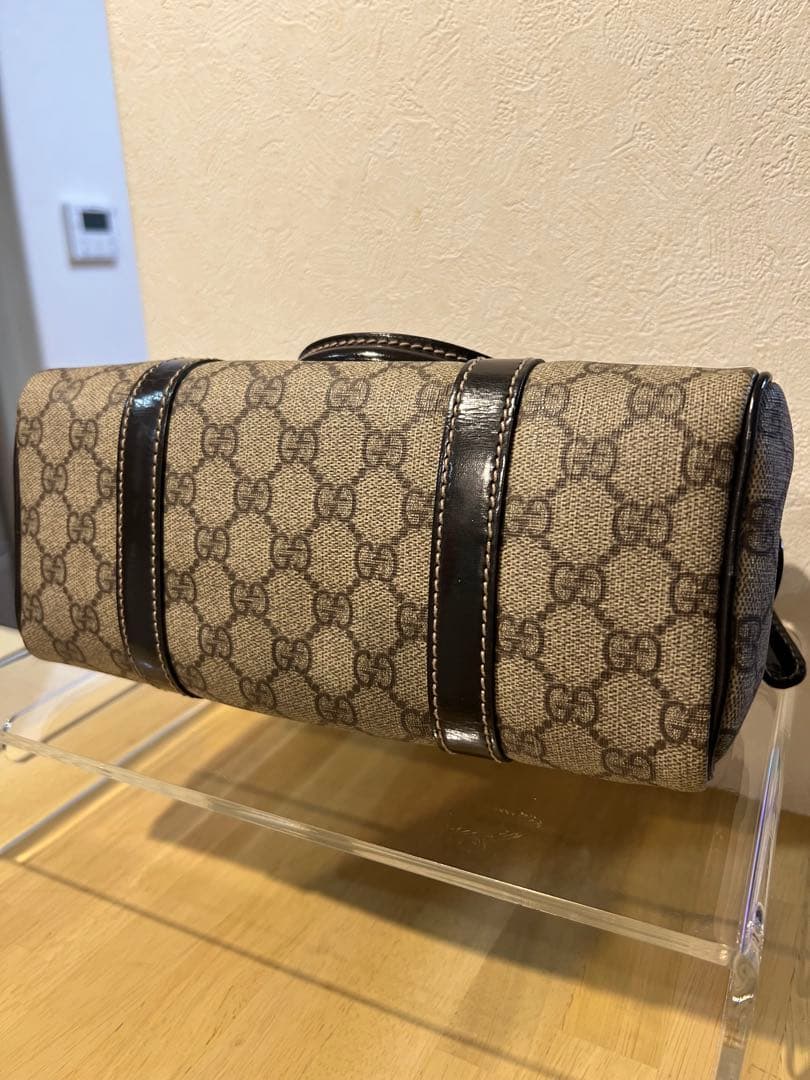 GUCCI GGプラス GGスプリーム ミニボストンバッグ パテント レザー
