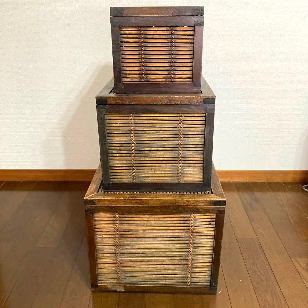 竹カゴ　竹細工　アンティーク