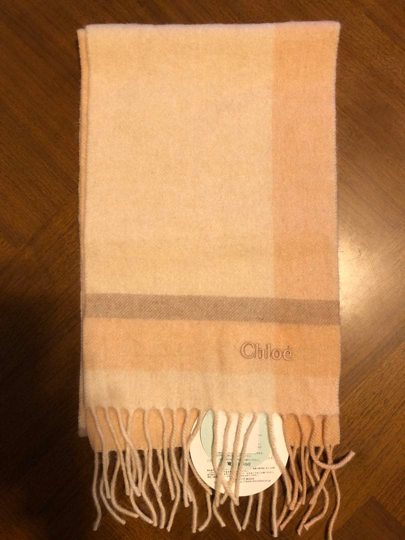 【新品】Chloe カシミア 100% マフラー チェック ピンク ベージュ