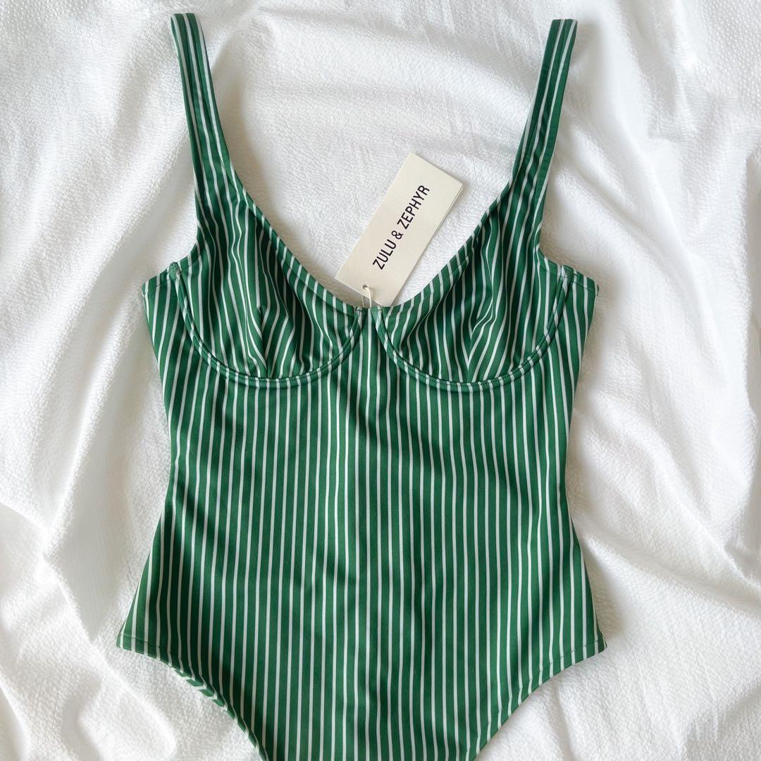 未使用 ZULU&ZEPHYR bodysuits ストライプ 水着 ワンピース