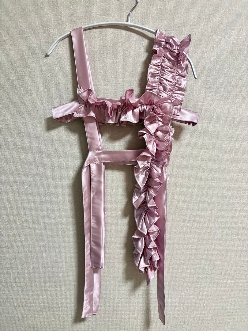lilLilly サテンフリルハーネス リボン ピンク