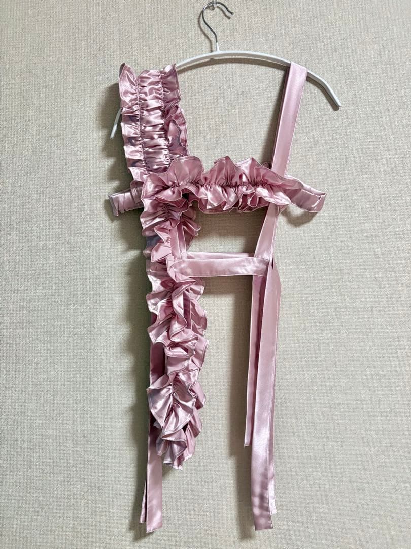lilLilly サテンフリルハーネス リボン ピンク