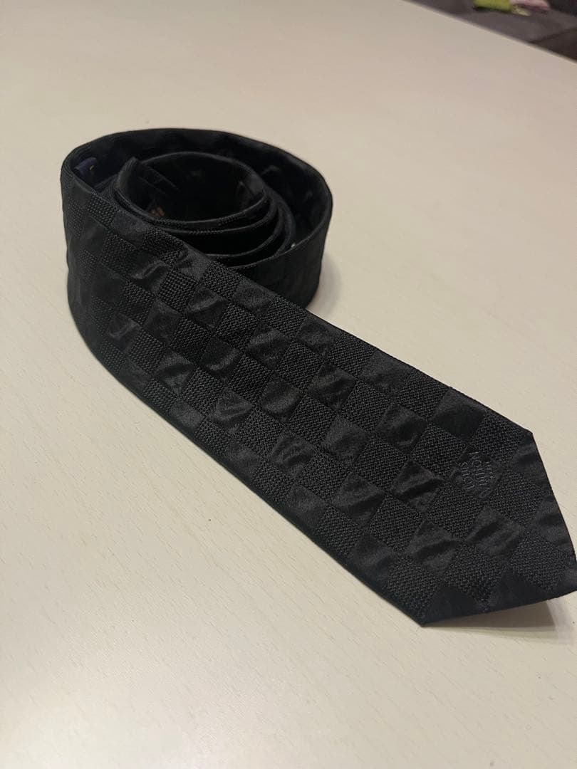 LOUIS VUITTON ブラック チェック柄 ネクタイ