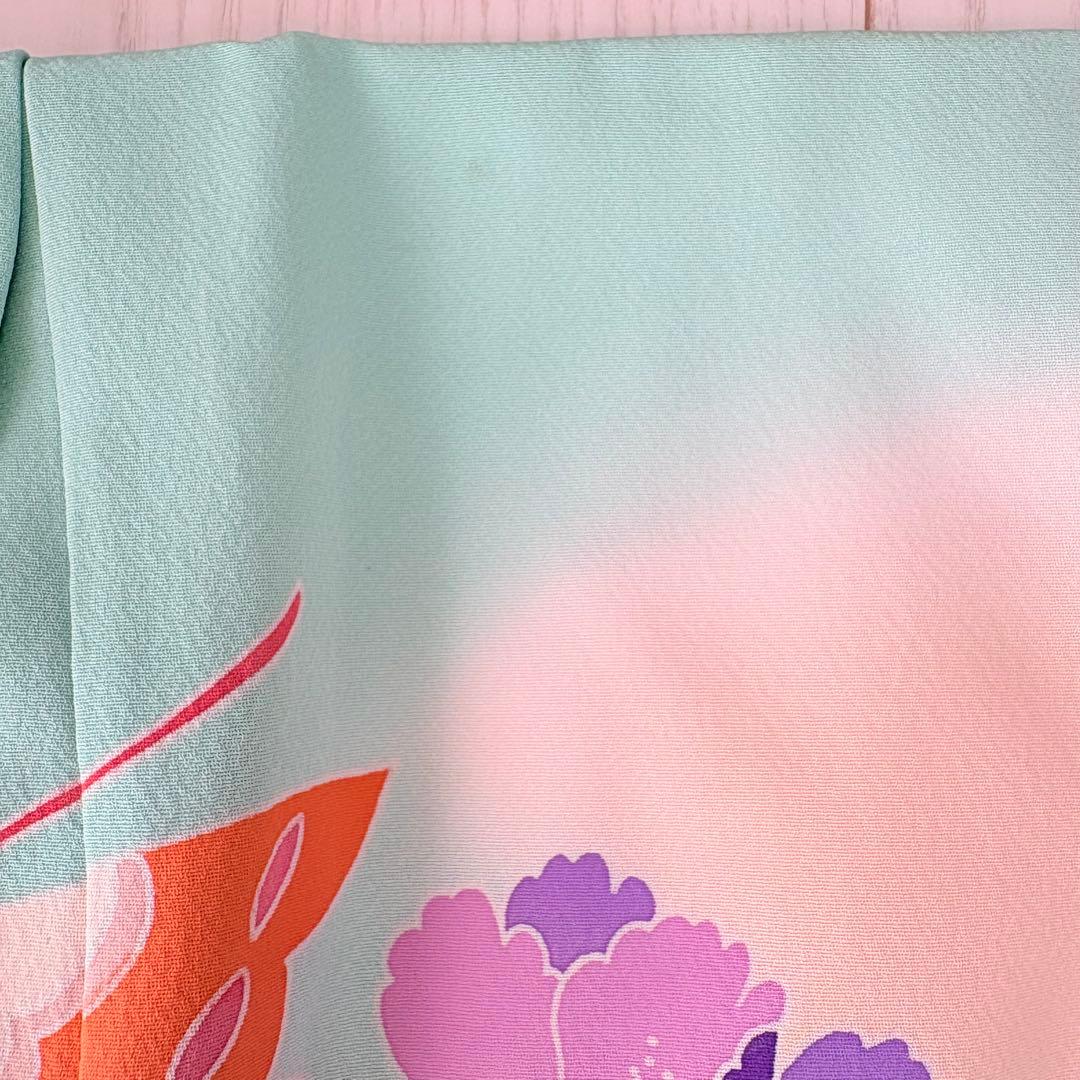 七五三 子供　着物　グリーン　水色　襦袢付き　３歳