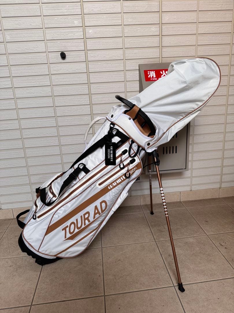 TOURADオリジナルスタンドキャディバッグ　ホワイト/カッパー