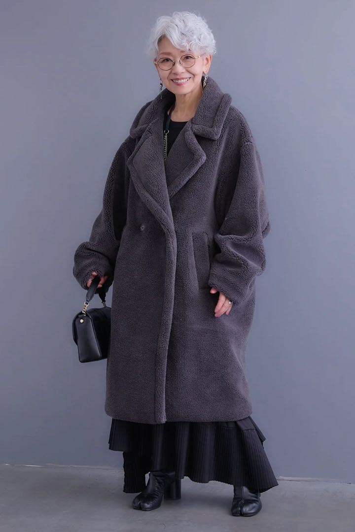 AIJAN テディボアロングコート　チャコール