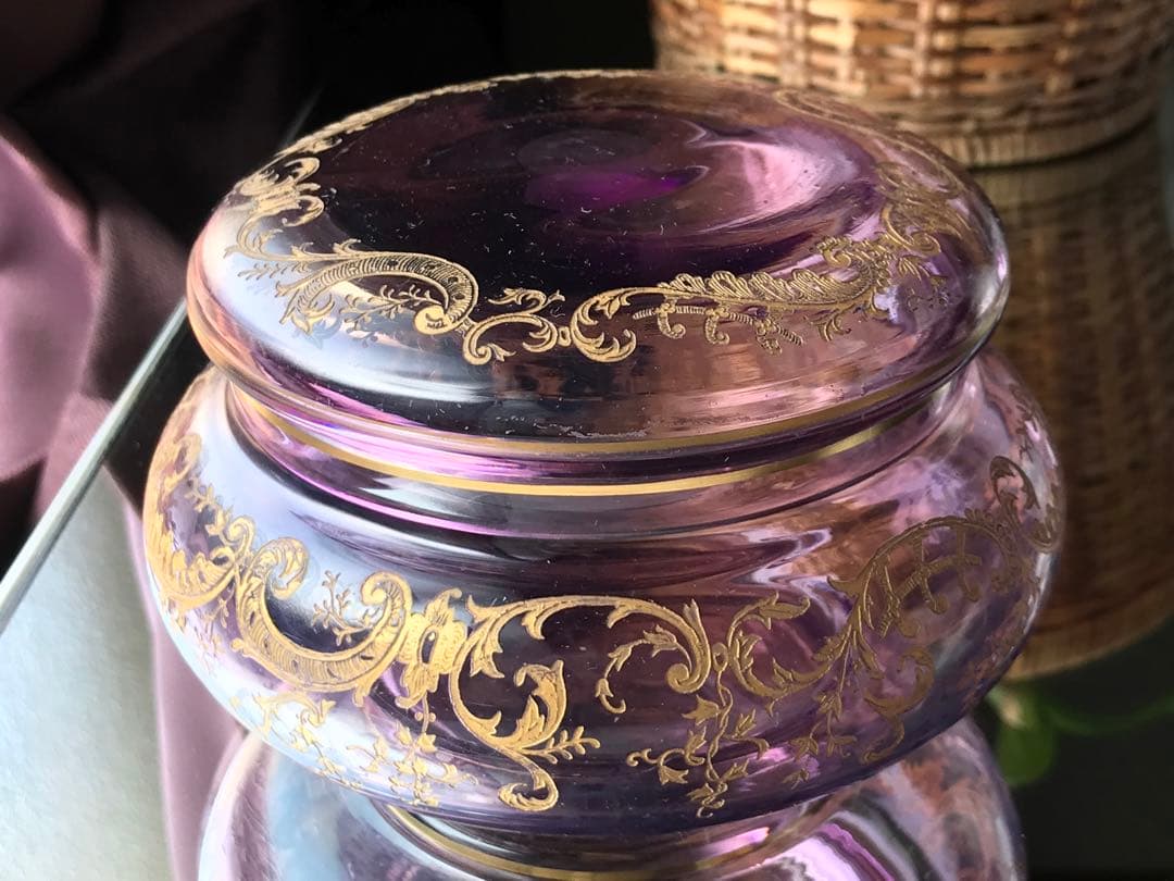 希少♡オールドサンルイSt Louisボンボニエール菓子器☆金彩装飾☆100年前