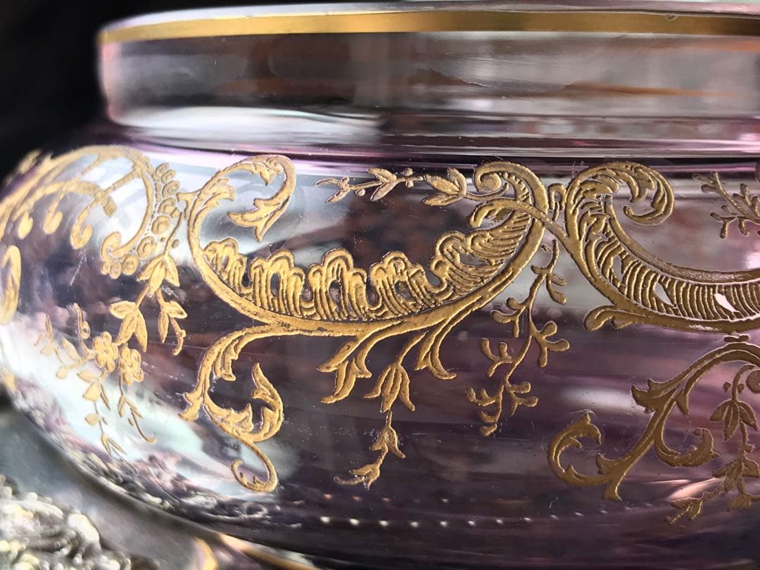 希少♡オールドサンルイSt Louisボンボニエール菓子器☆金彩装飾☆100年前