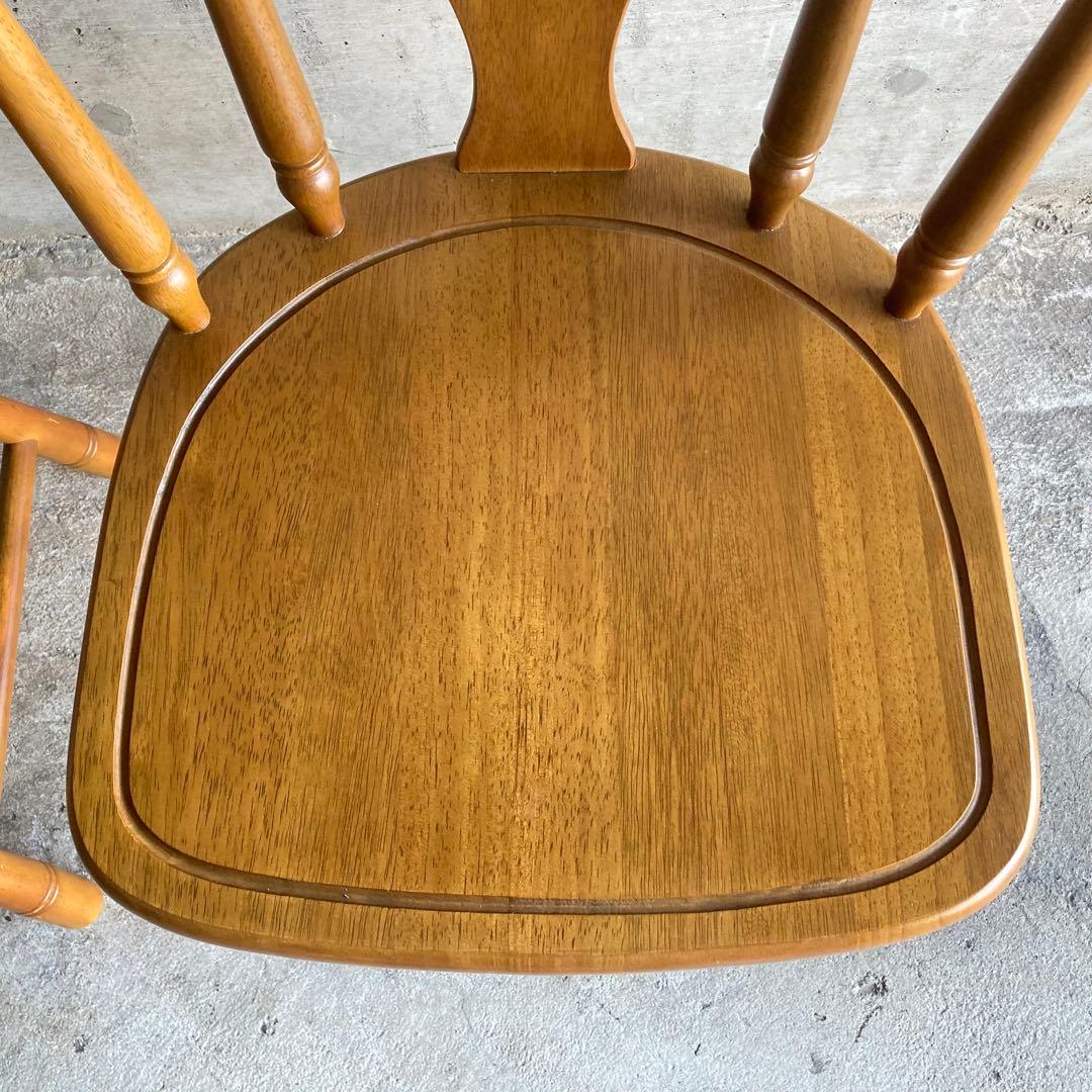 ウィンザーチェア 椅子 リビング ダイニング 2脚 座布団付 木製 家具 レトロ