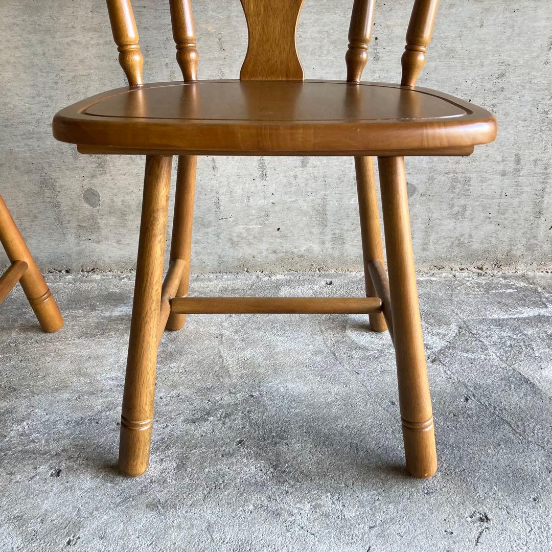 ウィンザーチェア 椅子 リビング ダイニング 2脚 座布団付 木製 家具 レトロ