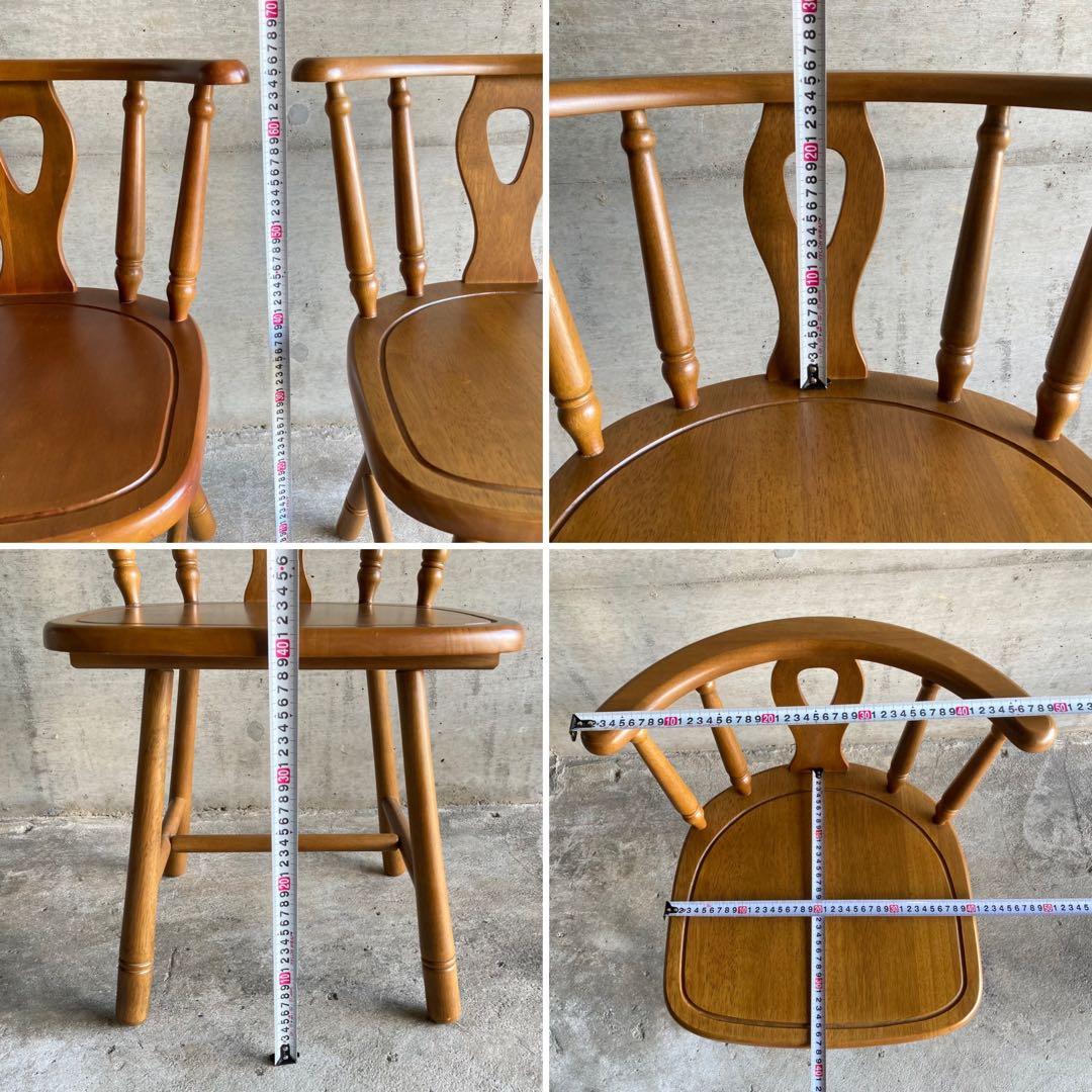 ウィンザーチェア 椅子 リビング ダイニング 2脚 座布団付 木製 家具 レトロ