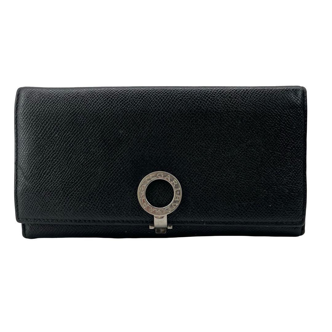 希少✨ブルガリ 長財布 ロゴクリップ グレインレザー ブラック バイカラー