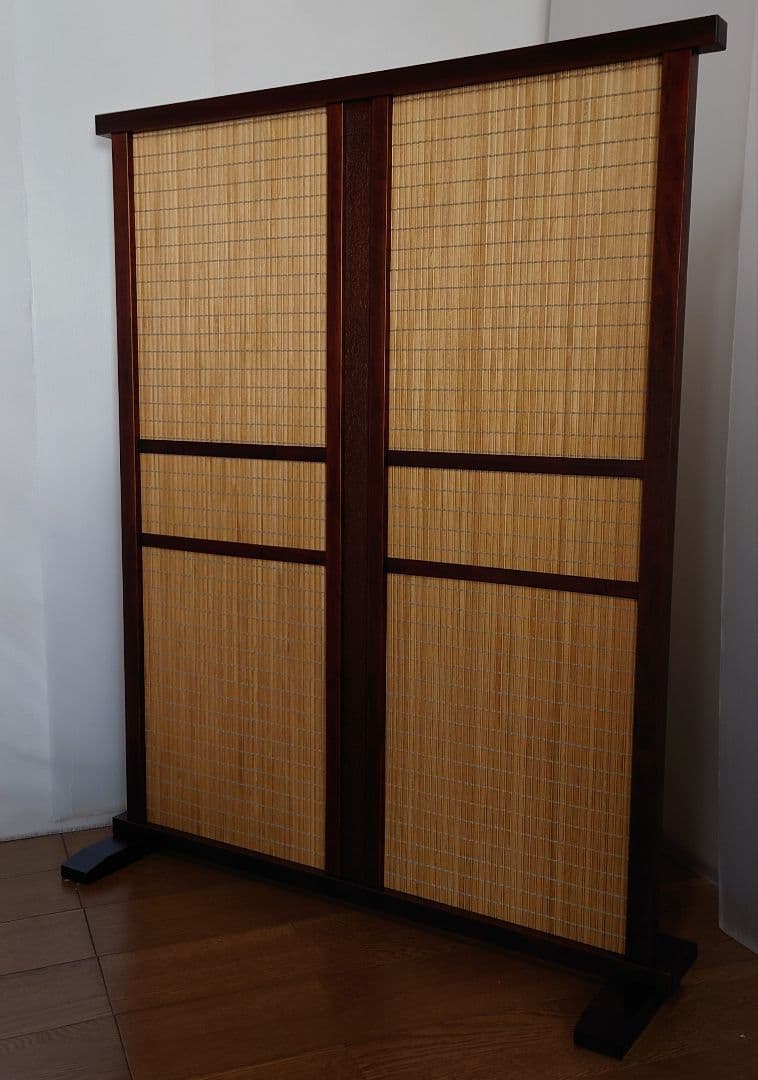 簾調衝立#間仕切り#衝立　ライトブラウン木簾使用　シンプル１枚式衝立