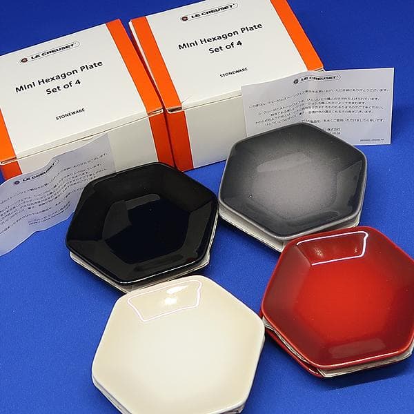 未使用 ルクルーゼ ミニヘキサゴン プレート 小皿　2セット (計 8枚 )