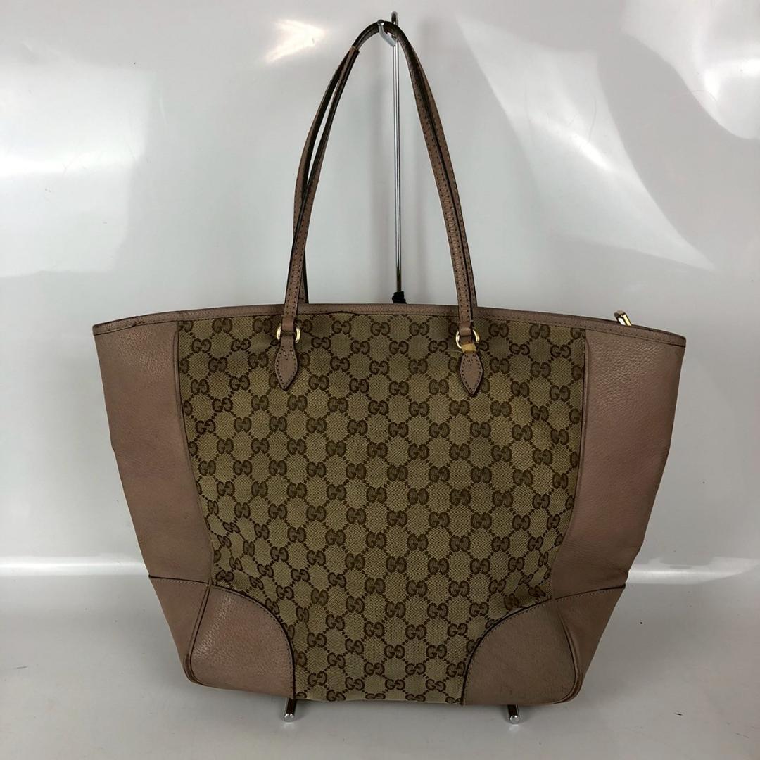 GUCCI グッチ GGキャンバス×レザー トートバッグ ベージュ×ピンク系