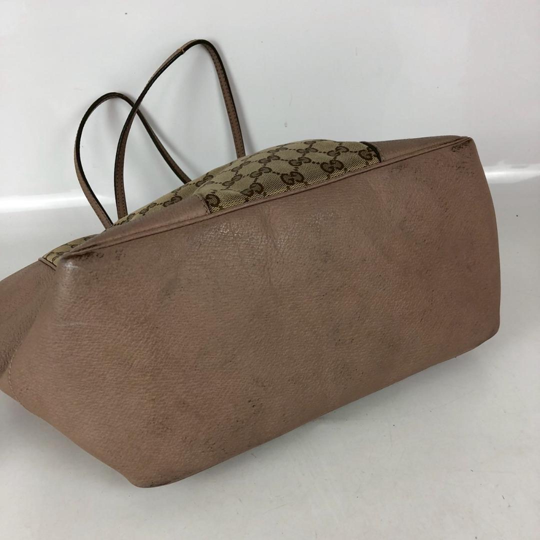 GUCCI グッチ GGキャンバス×レザー トートバッグ ベージュ×ピンク系