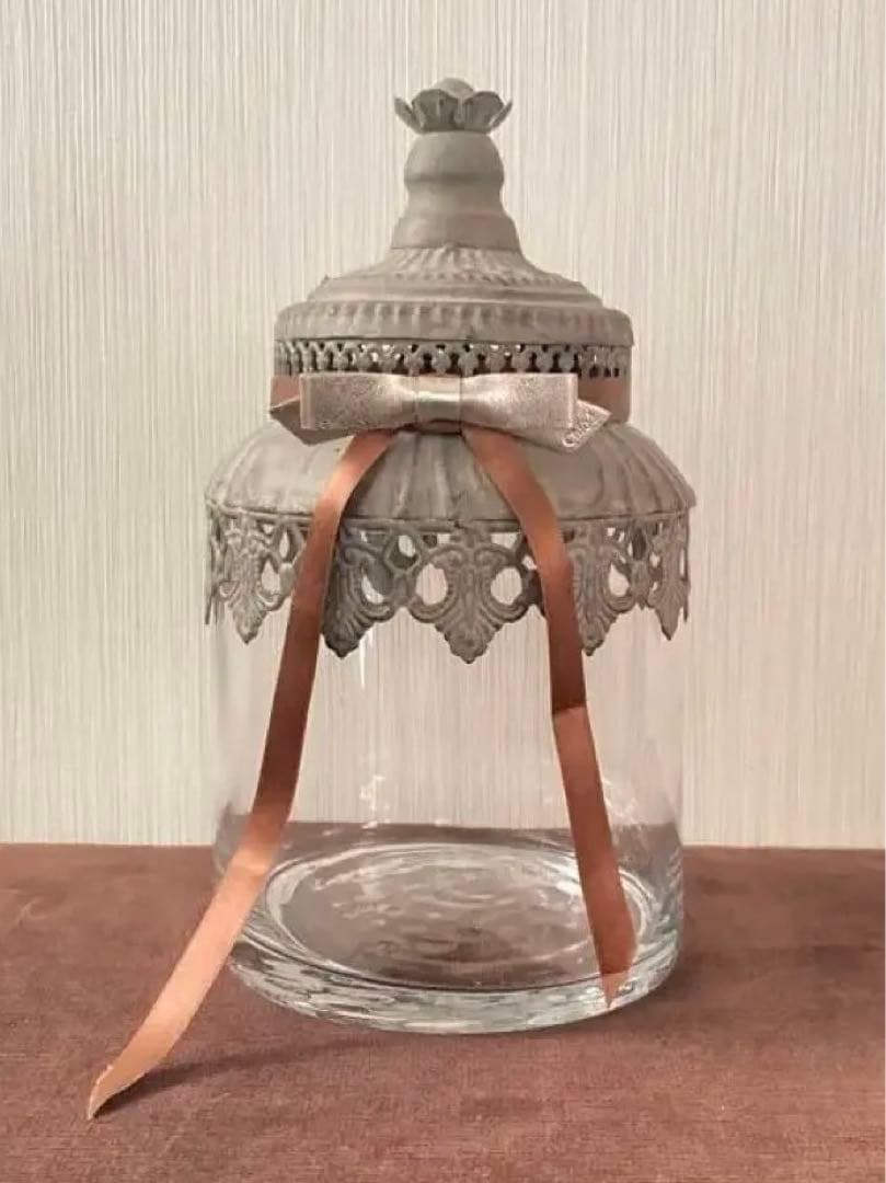 ★フランス・アンティーク・蓋付きキャニスター★蚤の市★ヴィンテージ★ガラス瓶★