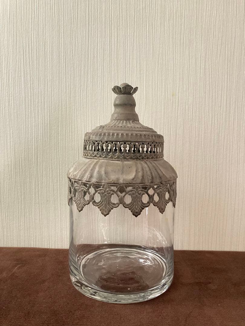 ★フランス・アンティーク・蓋付きキャニスター★蚤の市★ヴィンテージ★ガラス瓶★
