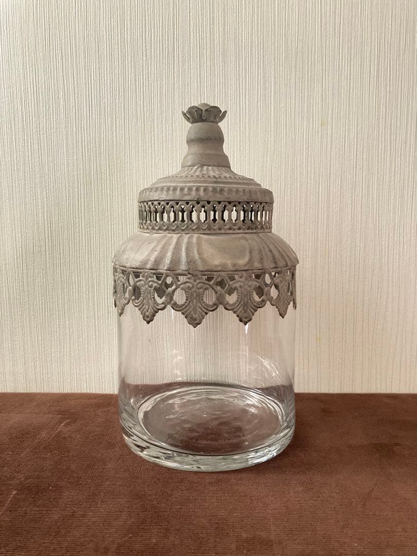 ★フランス・アンティーク・蓋付きキャニスター★蚤の市★ヴィンテージ★ガラス瓶★